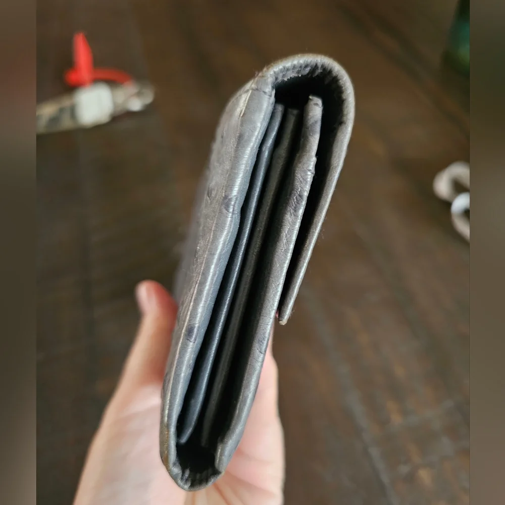 Furla Gray Ostrich Embossed Continental Quiet‎ Luxury Wallet
